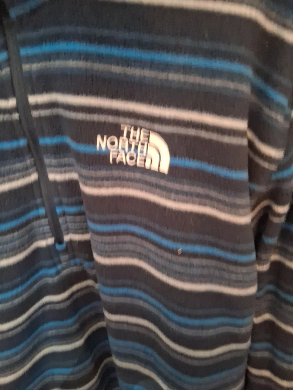 The North Face Navy, Blue & Light Gray Striped Quarter-Zip Pullover